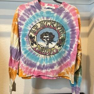 Daydreamer Women’s GRATEFUL DEAD Long Sleeve Tie Dye Crop Top T-Shirt Medium